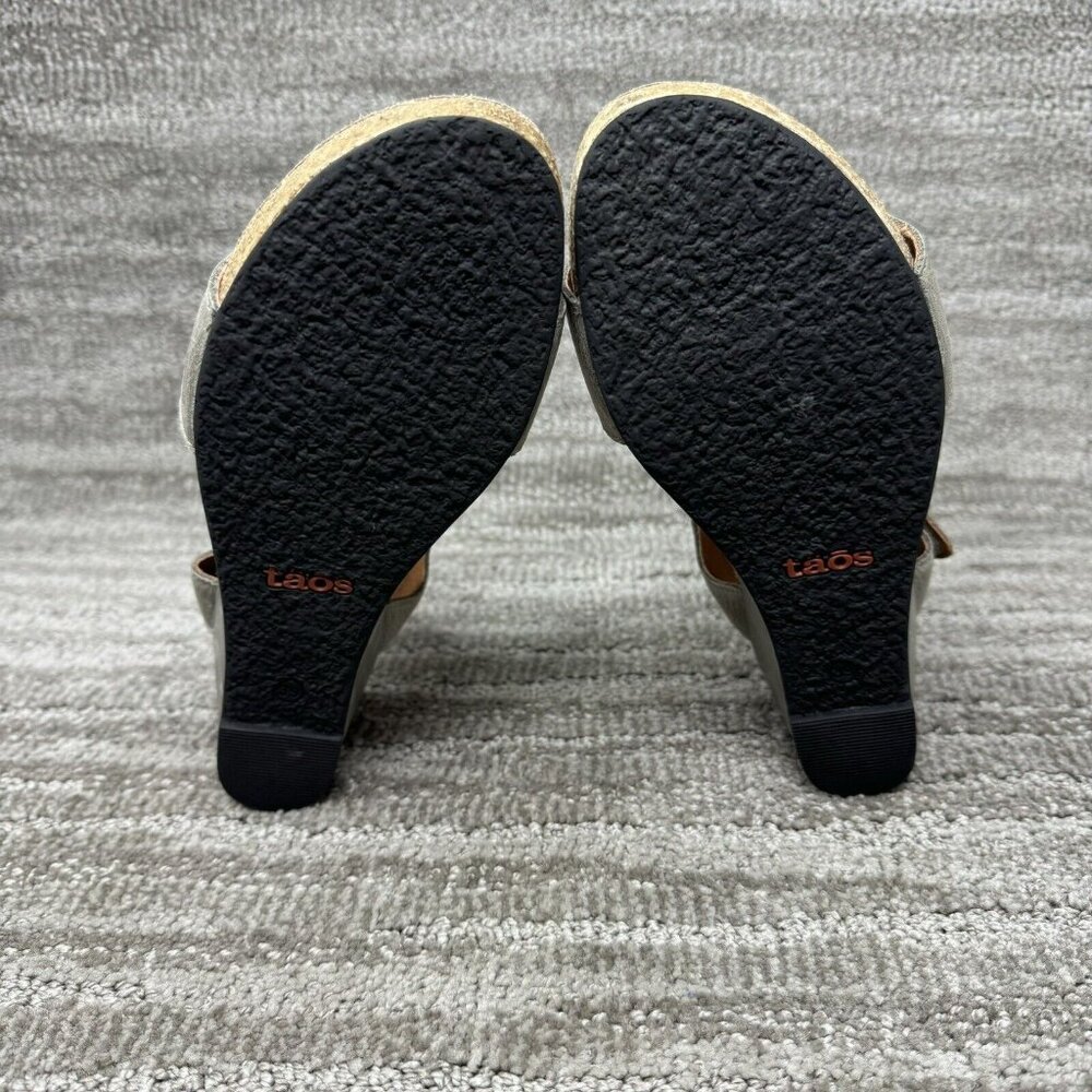 Taos Women Sandal Carousel 2 Size EU 39/US 8-8.5 Gray Leather Wedge Heel Shoe - Picture 6 of 7